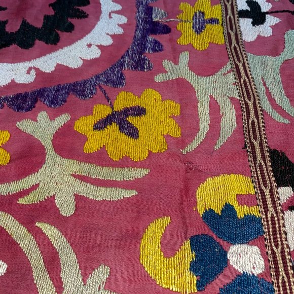 Uzbek chapan Handmade Embroidered Uzbekistan SUZANI Antique Caftan dress Vintag - Picture 3 of 9